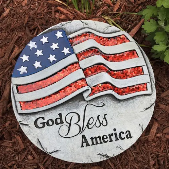 Santa's Workshop 10" God Bless America Stepping Stone {3}