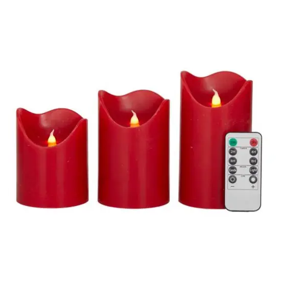 Red Traditional Flameless Candle Set {1}