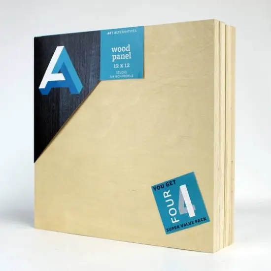 Art Alternatives 4 Pack 12" x 12" Value Pack Classic Studio Wood Panel {3}