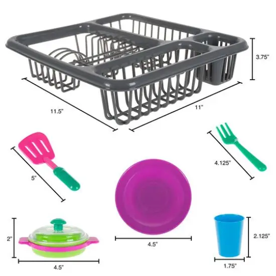 Toy Time Kids Play Dish Set With Dish Drainer {3}
