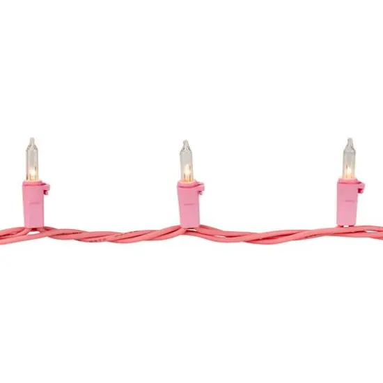 100ct Clear Mini Valentine's Day Light Set 20ft Pink Wire {8}