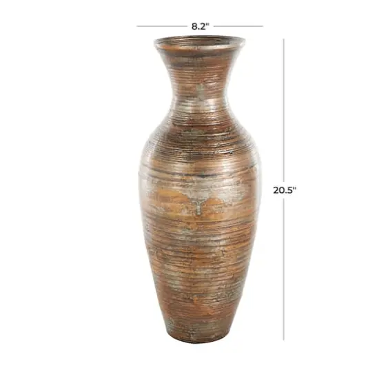 Brown Bamboo Wood Antique Inspired Vase {8}