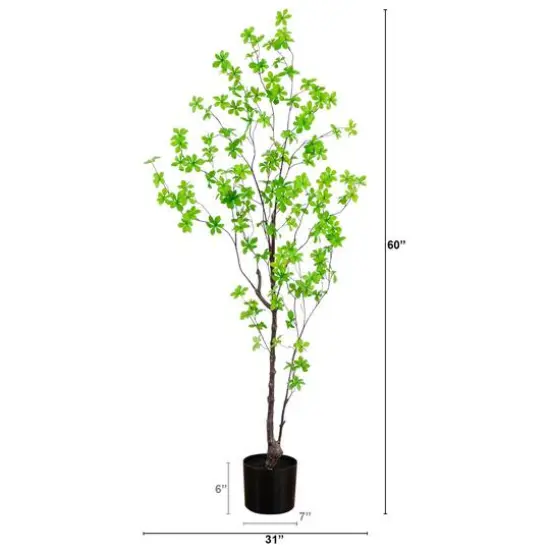 5ft. Potted Artificial Minimalist Enkianthus Tree {6}