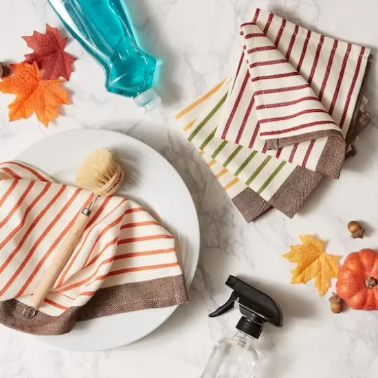 DII&reg; Harvest Prep Stripe Woven Dishtowel Set {7}