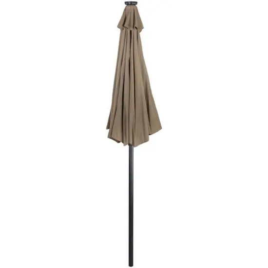 9ft. Solar Lighted Outdoor Patio Market Umbrella Beige {5}
