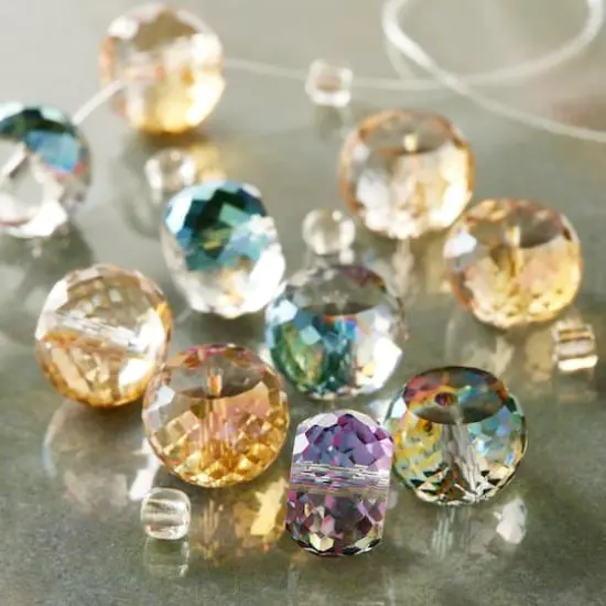 Amber & Blue Rondelle Glass Beads, 11mm by Bead Landing&trade; {3}