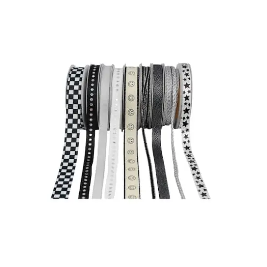 Value Pack Ribbon, 10ct. by Celebrate It&reg; Black/White {1}