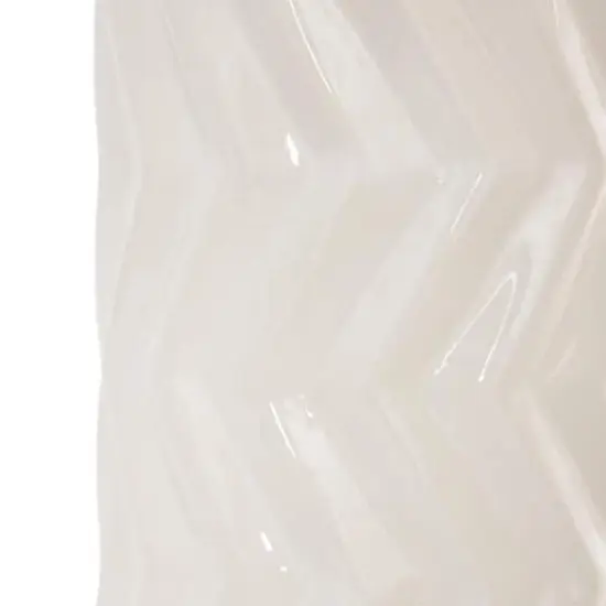 White Ceramic Dimensional Chevron Textured Vase with Varying Shapes Set {4}