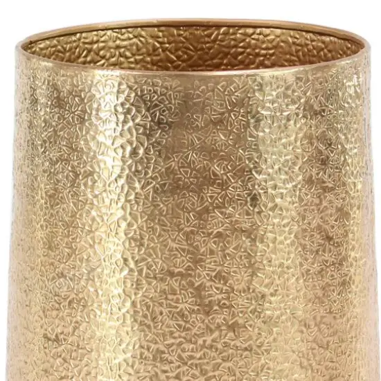 Set of 3 Gold Aluminum Glam Planter, 12", 16", 20" {7}