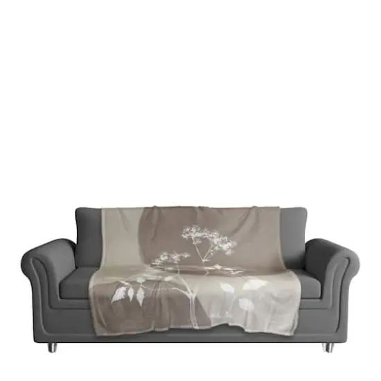 50" x 60" Neutral Boho Botanical Coral Fleece Throw Blanket {3}