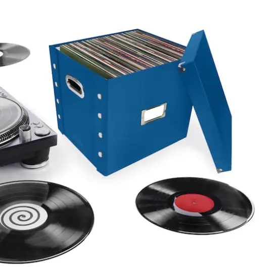 12" Snap-N-Store Vinyl Record Storage Box Classic Blue {5}