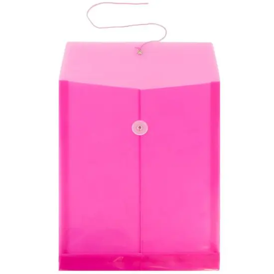 JAM Paper Letter Size Plastic Envelopes with Button & String Tie Closure, 12ct. Fuchsia {4}