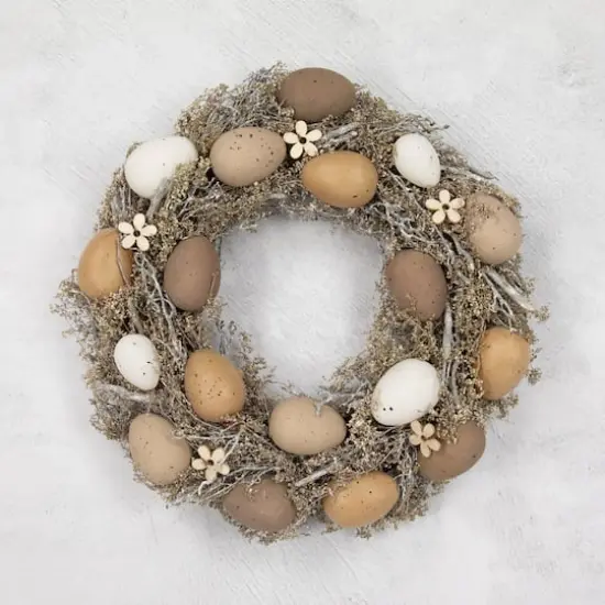 12" Natural Earth Speckled Egg Easter Twig Wreath {4}