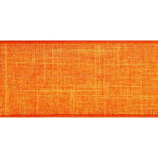 2.5" x 25ft. Faux Linen Wired Ribbon by Celebrate It&trade; D&eacute;cor Orange {4}