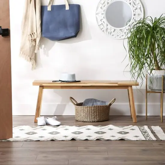 DII&reg; Printed Off-White Hand-Loomed Shag Rug Runner, 2ft. x 3" x 6ft. Brown/Green {7}