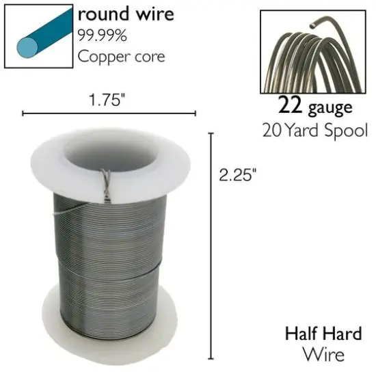 The Beadsmith® Wire™ Elements 22 Gauge Tarnish-Resistant Wire Hematite {7}