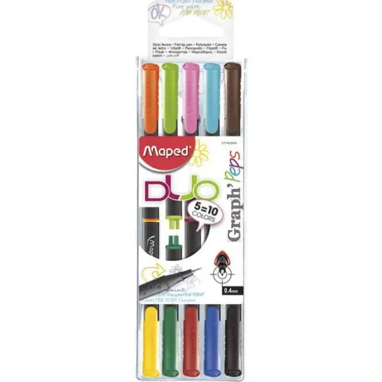 Maped&reg; Graph'Peps 0.4mm Duo Connect Fineliner Felt Tip 10 Pen Set {1}
