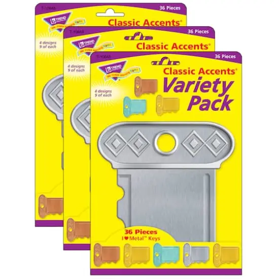 Trend Enterprises&reg; I Heart Metal Keys Classic Accents&reg; Variety Pack, 3 Packs of 36 {1}