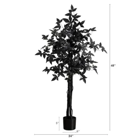 4ft. Artificial Halloween Black Maple Tree with Natural Trunk {3}