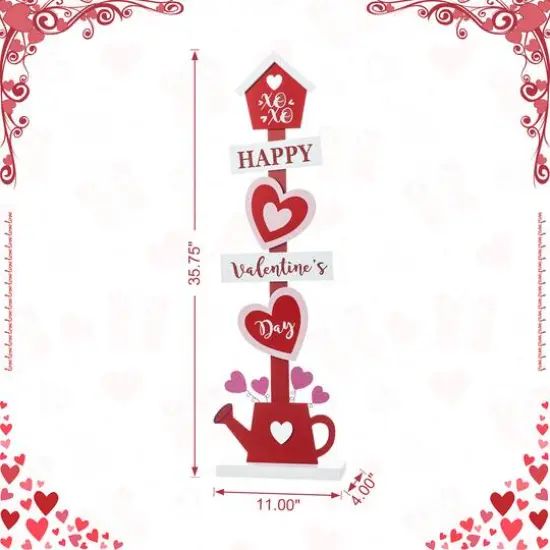 Glitzhome® 35.75" Valentine's Wooden Heart & Love House Porch Décor {8}