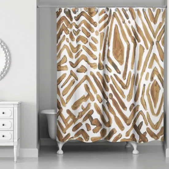 Wild Pattern Shower Curtain Brown and White {3}