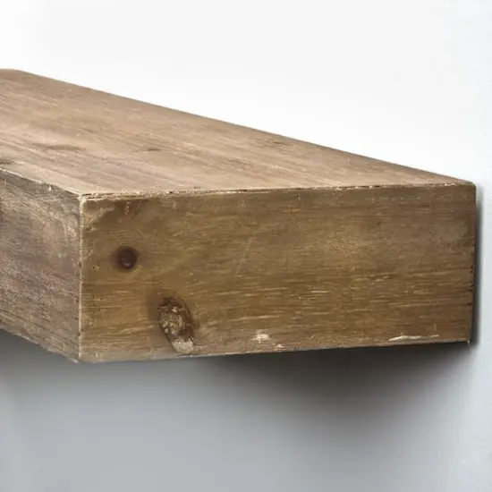 Small Walnut Brown Rustic Wood Floating Wall Shelf {5}