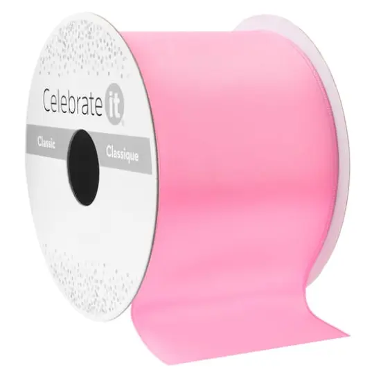 2.5" x 10yd. Satin Wired Ribbon by Celebrate It&reg; Classic Bright Pink {1}