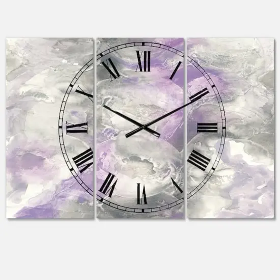 Designart 'Watercolor Minimal Purple Tones Iii Farmhouse Multipanel Wall Clock {1}