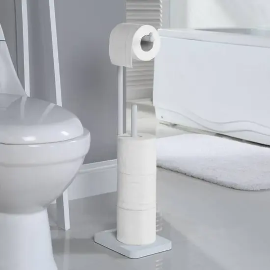 SunnyPoint Toilet Paper Holder with Rectangle Base White {4}