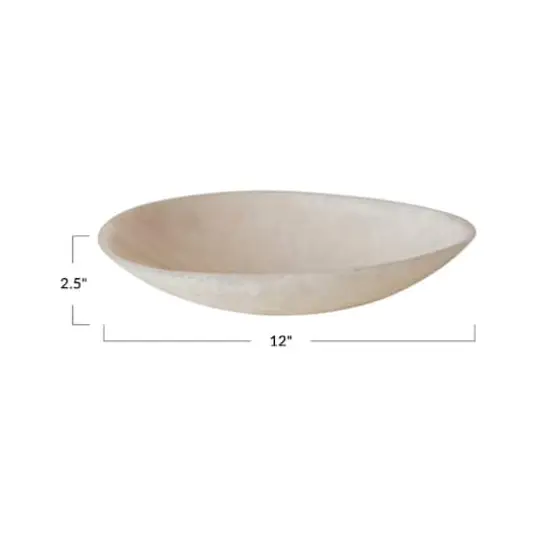 Hello Honey&reg; 12" Light Pink Matte Marbled Resin Serving Bowl {4}