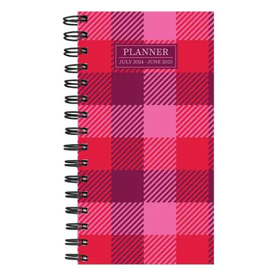 TF Publishing 2025 Pink Plaid Small Weekly Monthly Spiral Planner {1}