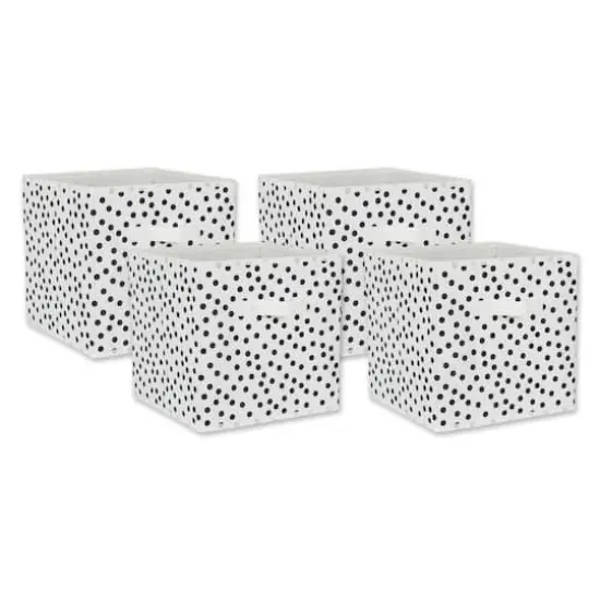 DII&reg; 11" Nonwoven Polyester Small Dots Storage Cubes, 4ct. White/Black {1}