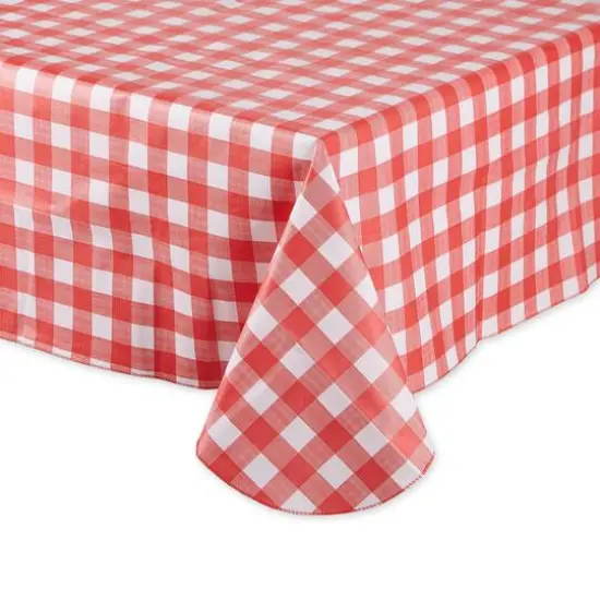 Red Check Vinyl Tablecloth 60" x 84" {3}