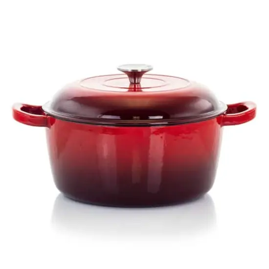 MegaChef 5qt. Red Enameled Cast Iron Casserole {1}