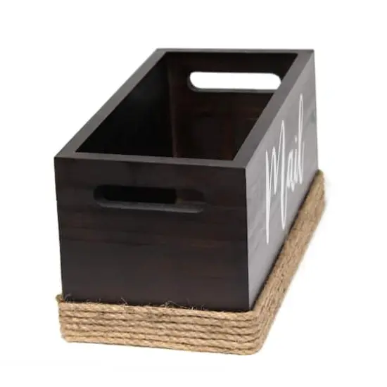 Elegant Designs Mail Script Mail Holder with Handles White/Dark Wood {11}