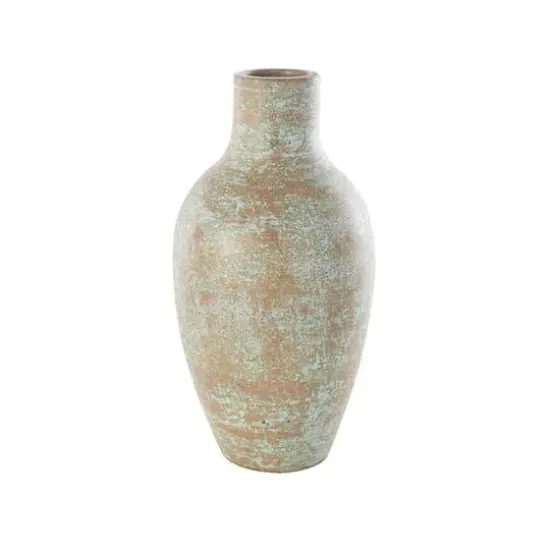 Brown Ceramic Antique Style Textured Patina Vase {7}