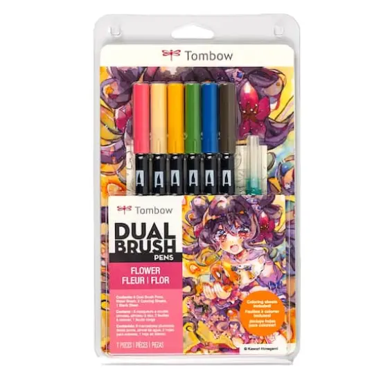 Tombow Flowers Manga Illustration Dual Brush Pen Art Set {1}