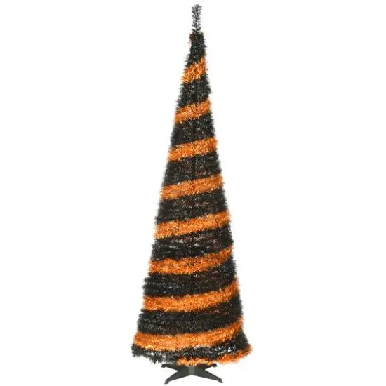 7.5ft. Unlit Orange & Black Pop-Up Artificial Halloween Tree {3}