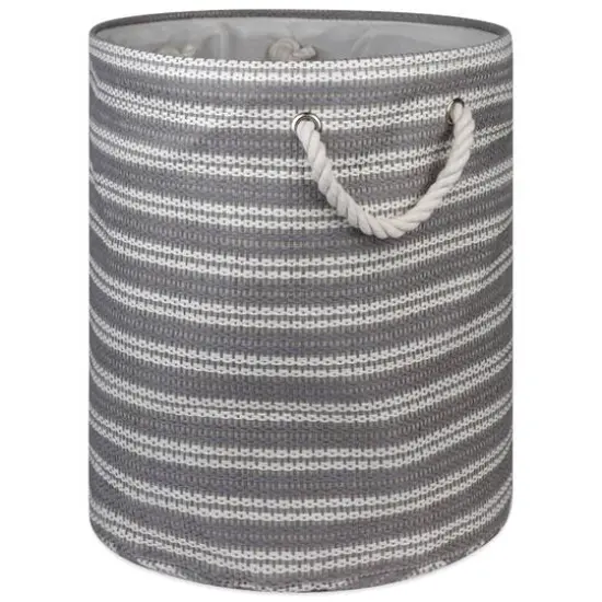 DII® Medium Striped Weave Round Paper Storage Basket Gray/White {1}