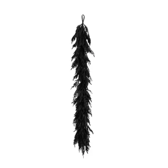 6ft. Artificial Real Touch Halloween Black Norfolk Island Pine Garland with Natural Look {4}