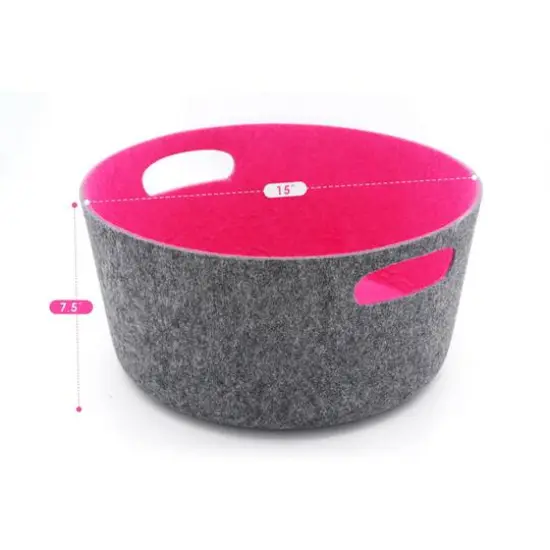 Welaxy 15" Felt Round Basket Hot Pink {5}