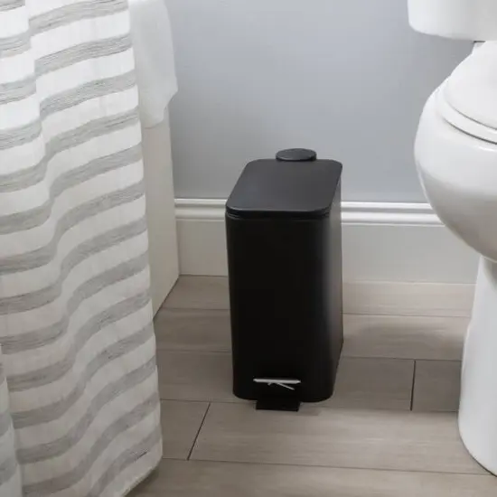Simplify Black 5L Slim Rectangular Pedal Trash Bin with Soft Close Lid {4}
