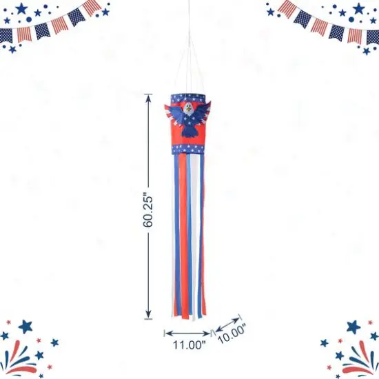 Glitzhome&reg; 60" Patriotic Eagle Windsock {8}