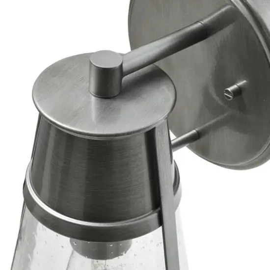 Hello Honey&reg; Robert Stevenson Lighting Jaxon Brushed Nickel Metal & Seedy Glass Outdoor Wall Sconce {6}