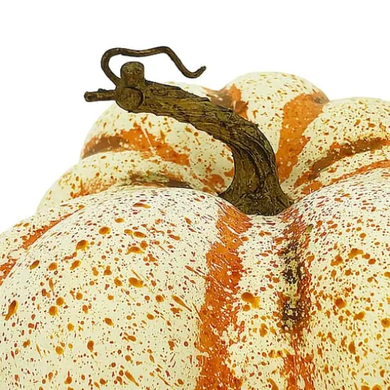 9" Cream & Orange Speckled Decorative Pumpkin by Ashland&reg; {3}
