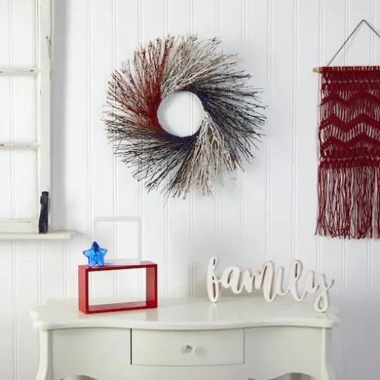 24" Red, White & Blue Americana Twig Wreath {3}