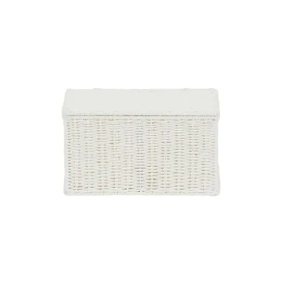 Household Essentials Small White Wicker Basket with Lid {9}