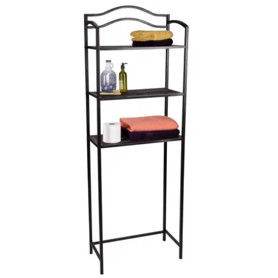 Household Essentials 3-Tier Metal Over the Toilet Storage Shelf Brown {4}