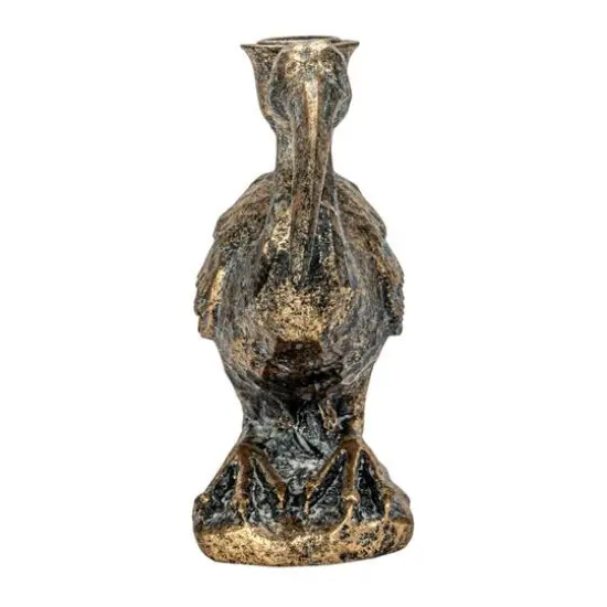 Hello Honey&reg; 10" Distressed Gold Decorative Bird Taper Holder {9}