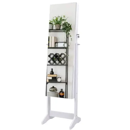Noble White Frameless Mirrored Jewelry Armoire {1}